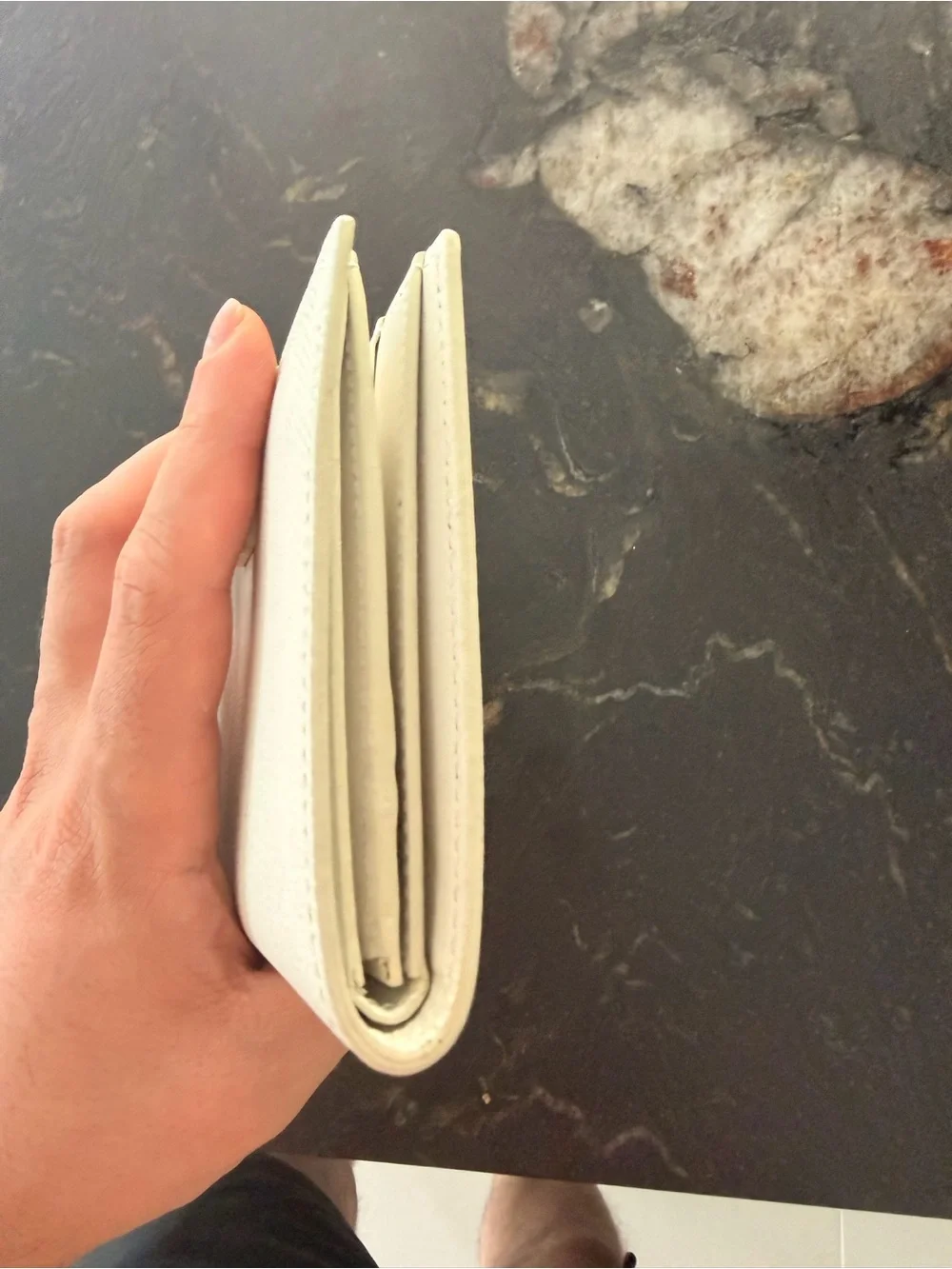 Celine Cream Textured Leather Snap Wallet